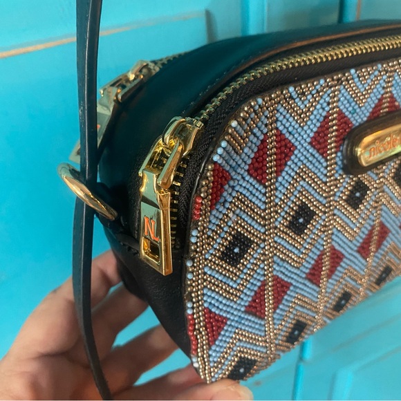 Nicole Lee Camera Style Bag Colorful Detail Beading Chevron Boho Style Street - Picture 3 of 11